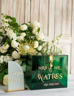 KARTONBOXEN  
 Acrylkartenbox Elegante smaragdgrüne Hochzeitsset Acryl-Kartenbox mit Schloss und Schild für Karten & Geschenke, personalisierte Hochzeitskartenbox, Acryl-Hochzeitskartenbox mit Deckel in Grün.41