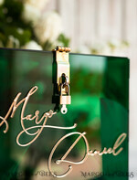 KARTONBOXEN  
 Acrylkartenbox Smaragdgrüne Hochzeitswunschbrunnen-Acryl-Geschenkekartenbox, personalisierte Hochzeitskartenbox, grünes Acrylkartenbox, Hochzeitskartenbox mit Deckel11
