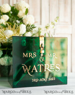 KARTONBOXEN  
 Acrylkartenbox Smaragdgrüne Hochzeitswunschbrunnen-Acryl-Geschenkekartenbox, personalisierte Hochzeitskartenbox, grünes Acrylkartenbox, Hochzeitskartenbox mit Deckel11