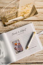 HOCHZEITS-GÄSTEBÜCHER Instax Sofortbildbuch Reines Weißes Gold-Acryl-Hochzeitsgästebuch mit personalisiertem Unterschriften-Set, Samtweißes Sofortfoto-Buch Boho Elegante Instax Hochzeitsfoto-Gästebuch21