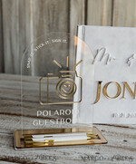 HOCHZEITS-GÄSTEBÜCHER Instax Sofortbildbuch Reines Weißes Gold-Acryl-Hochzeitsgästebuch mit personalisiertem Unterschriften-Set, Samtweißes Sofortfoto-Buch Boho Elegante Instax Hochzeitsfoto-Gästebuch21