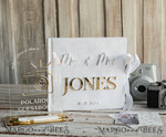 HOCHZEITS-GÄSTEBÜCHER Instax Sofortbildbuch Reines Weißes Gold-Acryl-Hochzeitsgästebuch mit personalisiertem Unterschriften-Set, Samtweißes Sofortfoto-Buch Boho Elegante Instax Hochzeitsfoto-Gästebuch21