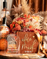 WEDDING GUEST BOOKS Instax Instant Photo Book Fall Terracotta Gold Acrylic Wedding Guest Book Personalised and sign set, Velvet Rust Instant Photo Book Boho Elegant Instax Wedding Photo Guestbook18