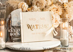 HOCHZEITS-GÄSTEBÜCHER Instax Sofortbildbuch Elfenbein Gold Acryl Hochzeitsgäste Buch personalisiert & Signaturset, Samt Sofortbildbuch Boho Elegantes Instax Hochzeitsfoto Gästebuch25