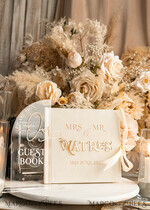 HOCHZEITS-GÄSTEBÜCHER Instax Sofortbildbuch Elfenbein Gold Acryl Hochzeitsgäste Buch personalisiert & Signaturset, Samt Sofortbildbuch Boho Elegantes Instax Hochzeitsfoto Gästebuch25