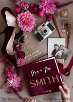 WEDDING GUEST BOOKS Instax Instant Photo Book Maroon Gold Acrylic Wedding Guest Book Personalised and sign set, Velvet Garden Burgundy Instant Photo Book Boho Elegant Marsala Instax Wedding Photo Guestbook16