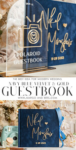 HOCHZEITS-GÄSTEBÜCHER Instax Sofortbildbuch Marinblaues Gold Acryl-Hochzeitsgastbuch mit personalisiertem Signaturset, Samt Dunkelblau Sofortbildbuch Boho Elegantes Instax Hochzeitsfoto-Gästebuch21