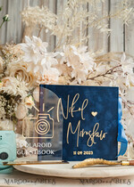 HOCHZEITS-GÄSTEBÜCHER Instax Sofortbildbuch Marinblaues Gold Acryl-Hochzeitsgastbuch mit personalisiertem Signaturset, Samt Dunkelblau Sofortbildbuch Boho Elegantes Instax Hochzeitsfoto-Gästebuch21