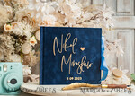 HOCHZEITS-GÄSTEBÜCHER Instax Sofortbildbuch Marinblaues Gold Acryl-Hochzeitsgastbuch mit personalisiertem Signaturset, Samt Dunkelblau Sofortbildbuch Boho Elegantes Instax Hochzeitsfoto-Gästebuch21