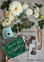 WEDDING GUEST BOOKS Instax Instant Photo Book Emerald Green Gold Acrylic Wedding Guest Book Personalised and sign set, Velvet Garden Greenery Instant Photo Book Boho Elegant Instax Wedding Photo Guestbook16