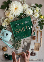WEDDING GUEST BOOKS Instax Instant Photo Book Emerald Green Gold Acrylic Wedding Guest Book Personalised and sign set, Velvet Garden Greenery Instant Photo Book Boho Elegant Instax Wedding Photo Guestbook16