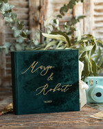 WEDDING GUEST BOOKS Instax Instant Photo Book Luxury Wedding Guest Book, Emerald green gold Velvet Instant Photo Book , Elegant Greenery Instax Wedding Photo Guestbook 10
