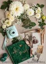 WEDDING GUEST BOOKS Instax Instant Photo Book Emerald Green Gold Acrylic Wedding Guest Book Personalised and sign set, Velvet Garden Greenery Instant Photo Book Boho Elegant Instax Wedding Photo Guestbook11