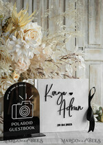 HOCHZEITS-GÄSTEBÜCHER Instax Sofortbildbuch Schwarz & Weiß Terrakotta Gold Acryl Hochzeitsgästebuch personalisiert & Unterschriften-Set, Samt elegantes Sofortfoto-Buch Boho Elegantes Instax Hochzeitsfoto-Gästebuch20