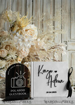 HOCHZEITS-GÄSTEBÜCHER Instax Sofortbildbuch Schwarz & Weiß Terrakotta Gold Acryl Hochzeitsgästebuch personalisiert & Unterschriften-Set, Samt elegantes Sofortfoto-Buch Boho Elegantes Instax Hochzeitsfoto-Gästebuch20
