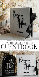 HOCHZEITS-GÄSTEBÜCHER Instax Sofortbildbuch Schwarz & Weiß Terrakotta Gold Acryl Hochzeitsgästebuch personalisiert & Unterschriften-Set, Samt elegantes Sofortfoto-Buch Boho Elegantes Instax Hochzeitsfoto-Gästebuch20