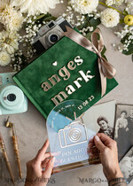 WEDDING GUEST BOOKS Instax Instant Photo Book Emerald Green Gold Acrylic Wedding Guest Book Personalised and sign set, Velvet Garden Greenery Instant Photo Book Boho Elegant Instax Wedding Photo Guestbook14