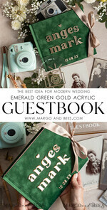 WEDDING GUEST BOOKS Instax Instant Photo Book Emerald Green Gold Acrylic Wedding Guest Book Personalised and sign set, Velvet Garden Greenery Instant Photo Book Boho Elegant Instax Wedding Photo Guestbook14