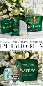 WEDDING GUEST BOOKS Instax Instant Photo Book Emerald Green Velvet Gold Acrylic Wedding Guest Book Personalised, Velvet Instant Photo Book Boho Elegant Instax Wedding Photo Guestbook8