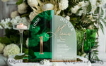 TABLE DECOR SIGNS Acrylic table decor Numbers Acrylic Arch Table Number and menu Combo, Green and Frozen Acrylic gold Sign, Gold Plexi Table Number and Menu Combo Luxury Wedding Table Decor, Wedding Signage15