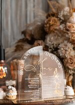TISCHDEKORATIONSCHILDER   Acryl Tischdekoration Zahlen Acrylbogen Beige Ombre Dessertmenü, Klarer Acrylgold Taupe Candy Bar Schild, Nude Gold Plexi Tischbogen Menü, Luxuriöse Beige Ombre Hochzeits Tischdekoration, Hochzeitsschild Golden Spiegel Dessertmenü24