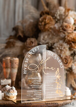 TISCHDEKORATIONSCHILDER   Acryl Tischdekoration Zahlen Acrylbogen Beige Ombre Dessertmenü, Klarer Acrylgold Taupe Candy Bar Schild, Nude Gold Plexi Tischbogen Menü, Luxuriöse Beige Ombre Hochzeits Tischdekoration, Hochzeitsschild Golden Spiegel Dessertmenü24