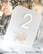 TABLE DECOR SIGNS Acrylic table decor Numbers Acrylic Frozen Table Numbers, Frosted Acrylic And Gold Sign,3D Gold Plexi Table Numbers, Luxury Wedding Table Decor, Wedding Signage Golden Mirror Table Numbers5