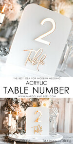 TABLE DECOR SIGNS Acrylic table decor Numbers Acrylic Frozen Table Numbers, Frosted Acrylic And Gold Sign,3D Gold Plexi Table Numbers, Luxury Wedding Table Decor, Wedding Signage Golden Mirror Table Numbers5