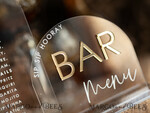 TABLE DECOR SIGNS Acrylic table decor Numbers Transparent Acrylic Arch Bar Menu, Clear Acrylic And Gold Sign, Gold Plexi Double Sign, Luxury Wedding Table Decor, Wedding Signage Golden Mirror Cards Sign9