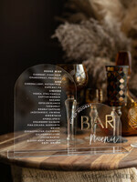 TABLE DECOR SIGNS Acrylic table decor Numbers Transparent Acrylic Arch Bar Menu, Clear Acrylic And Gold Sign, Gold Plexi Double Sign, Luxury Wedding Table Decor, Wedding Signage Golden Mirror Cards Sign9