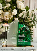 TABLE DECOR SIGNS Acrylic table decor Numbers Acrylic Arch Emerald Green Dessert menu, Green Acrylic gold Candy Bar Sign, Green Gold Plexi Table Arch Menu, Luxury Greenery Wedding Table Decor,10