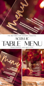 TABLE DECOR SIGNS Acrylic table decor Numbers Transparent Acrylic Modern Table Menu, Clear Acrylic And Gold Sign, Gold Plexi Dinner Menu, Luxury Wedding Table Decor, Wedding Signage Golden Mirror Menu Sign8