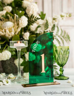 TABLE DECOR SIGNS Acrylic table decor Numbers Acrylic Half Arch Green Table Numbers, Green Acrylic and gold table numbers, Emerald Green Gold Plexi Table Numbers,  Luxury Wedding Table Decor, Wedding Sign20