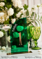 TABLE DECOR SIGNS Acrylic table decor Numbers Acrylic Half Arch Green Table Numbers, Green Acrylic and gold table numbers, Emerald Green Gold Plexi Table Numbers,  Luxury Wedding Table Decor, Wedding Sign20