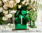 TABLE DECOR SIGNS Acrylic table decor Numbers Acrylic Half Arch Green Table Numbers, Green Acrylic and gold table numbers, Emerald Green Gold Plexi Table Numbers,  Luxury Wedding Table Decor, Wedding Sign20