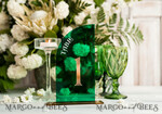 TABLE DECOR SIGNS Acrylic table decor Numbers Acrylic Half Arch Green Table Numbers, Green Acrylic and gold table numbers, Emerald Green Gold Plexi Table Numbers,  Luxury Wedding Table Decor, Wedding Sign20