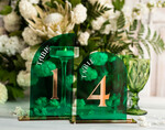 TABLE DECOR SIGNS Acrylic table decor Numbers Acrylic Half Arch Green Table Numbers, Green Acrylic and gold table numbers, Emerald Green Gold Plexi Table Numbers,  Luxury Wedding Table Decor, Wedding Sign20