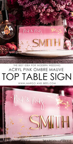 TABLE DECOR SIGNS Acrylic table decor Numbers Acrylic Ombre Pale Pink Mauve Top Table sign,  Gold Mirror Acrylic Sign, Golden Plexi Top Table sign, Luxury Wedding Table Decor, Wedding Signage, editable text9