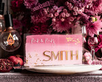 TABLE DECOR SIGNS Acrylic table decor Numbers Acrylic Ombre Pale Pink Mauve Top Table sign,  Gold Mirror Acrylic Sign, Golden Plexi Top Table sign, Luxury Wedding Table Decor, Wedding Signage, editable text9