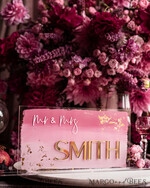 TABLE DECOR SIGNS Acrylic table decor Numbers Acrylic Ombre Pale Pink Mauve Top Table sign,  Gold Mirror Acrylic Sign, Golden Plexi Top Table sign, Luxury Wedding Table Decor, Wedding Signage, editable text9