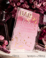 TABLE DECOR SIGNS Acrylic table decor Numbers Acrylic Bar Menu, Mauve Ombre Clear Acryl and gold Sign, Gold Plexi card box sign, Luxury Wedding Table Decor, Wedding Signage Golden mirror sign, editable text42
