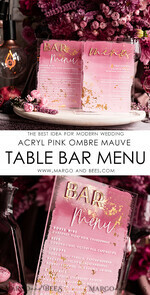 TABLE DECOR SIGNS Acrylic table decor Numbers Acrylic Bar Menu, Mauve Ombre Clear Acryl and gold Sign, Gold Plexi card box sign, Luxury Wedding Table Decor, Wedding Signage Golden mirror sign, editable text42