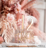 TABLE DECOR SIGNS Acrylic table decor Numbers Transparent Acrylic Arch Table Numbers, Clear Acrylic and gold Sign, Gold Plexi Table Numbers, Luxury Wedding Table Decor, Wedding Signage Golden Mirror Number13