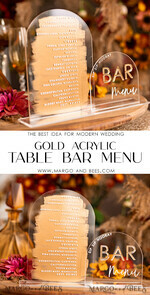 TABLE DECOR SIGNS Acrylic table decor Numbers Acrylic Arch Bar Menu, Clear Acrylic and gold Sign, Gold Plexi table signs, Luxury Wedding Table Decor, Wedding Signage Golden mirror cards sign, Editable text14