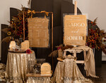 TABLE DECOR SIGNS Acrylic table decor Numbers Acrylic Arch Bar Menu, Clear Acrylic and gold Sign, Gold Plexi table signs, Luxury Wedding Table Decor, Wedding Signage Golden mirror cards sign, Editable text14