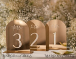 TABLE DECOR SIGNS Acrylic table decor Numbers Acrylic Arch Table Numbers, Mirror Gold Acrylic Sign, Gold Plexi Table Numbers, Luxury Wedding Table Decor, Wedding Signage Golden Mirror Table Numbers15