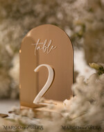 TABLE DECOR SIGNS Acrylic table decor Numbers Acrylic Arch Table Numbers, Mirror Gold Acrylic Sign, Gold Plexi Table Numbers, Luxury Wedding Table Decor, Wedding Signage Golden Mirror Table Numbers15