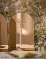 TABLE DECOR SIGNS Acrylic table decor Numbers Acrylic Arch Table Numbers, Mirror Gold Acrylic Sign, Gold Plexi Table Numbers, Luxury Wedding Table Decor, Wedding Signage Golden Mirror Table Numbers15