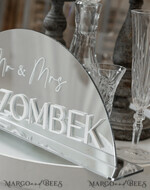 TABLE DECOR SIGNS Acrylic table decor Numbers Silver Acrylic Top Table Mr & Mrs signs with stand, Silver Mirror gold Table Sign, Silver Top Table  sign, Luxury Wedding Table Decor, SvS8