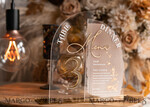 TISCHDEKORATIONSCHILDER   Acryl Tischdekoration Zahlen Acryl Halbbogen Tischnummer und Menü-Kombination, klare und gefrorene Acryl-Goldschild, Gold Plexi Tischnummer und Menü-Kombination Luxus Hochzeits Tischdekoration, Hochzeit Beschilderung22